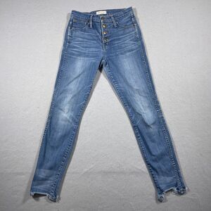 Madewell‎ 10" High Rise Jeans Women Size 26 Skinny Exposed Button Fly Raw Hem